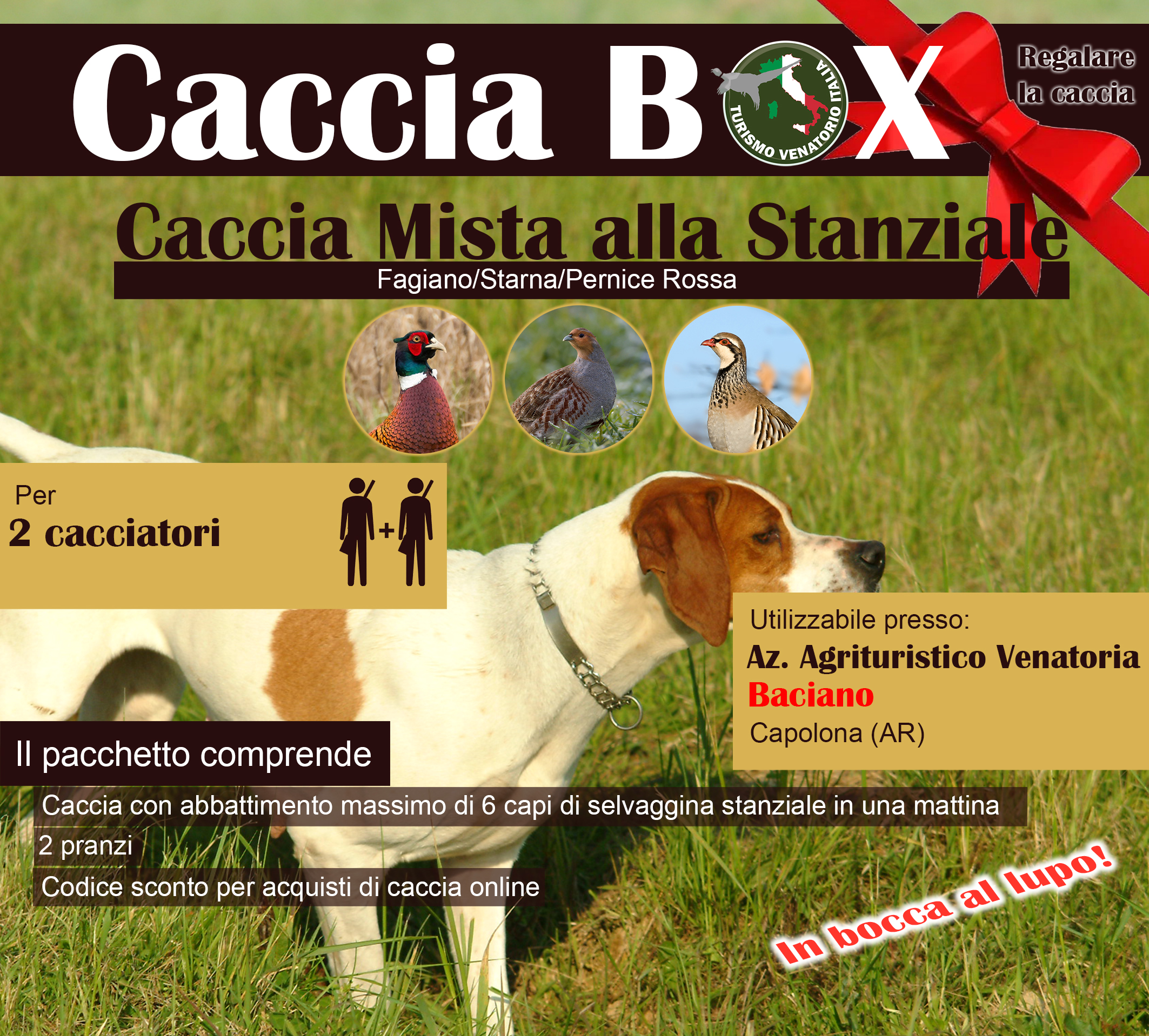 regala la caccia in Italia Baciano Toscana fagiano starna pernice rossa