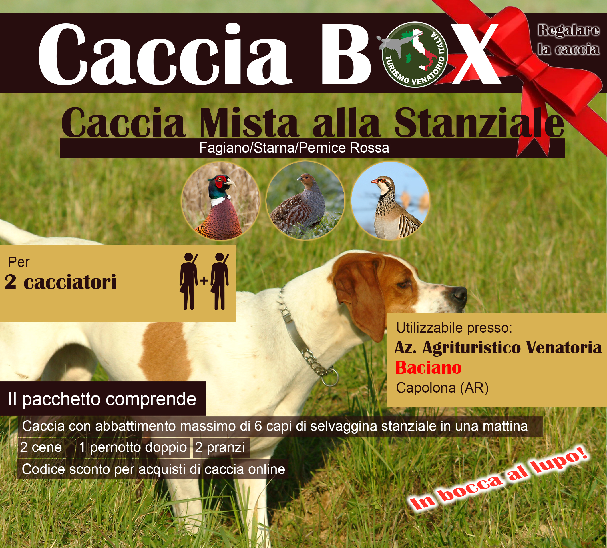 regala la caccia in Italia Baciano Toscana fagiano starna pernice rossa