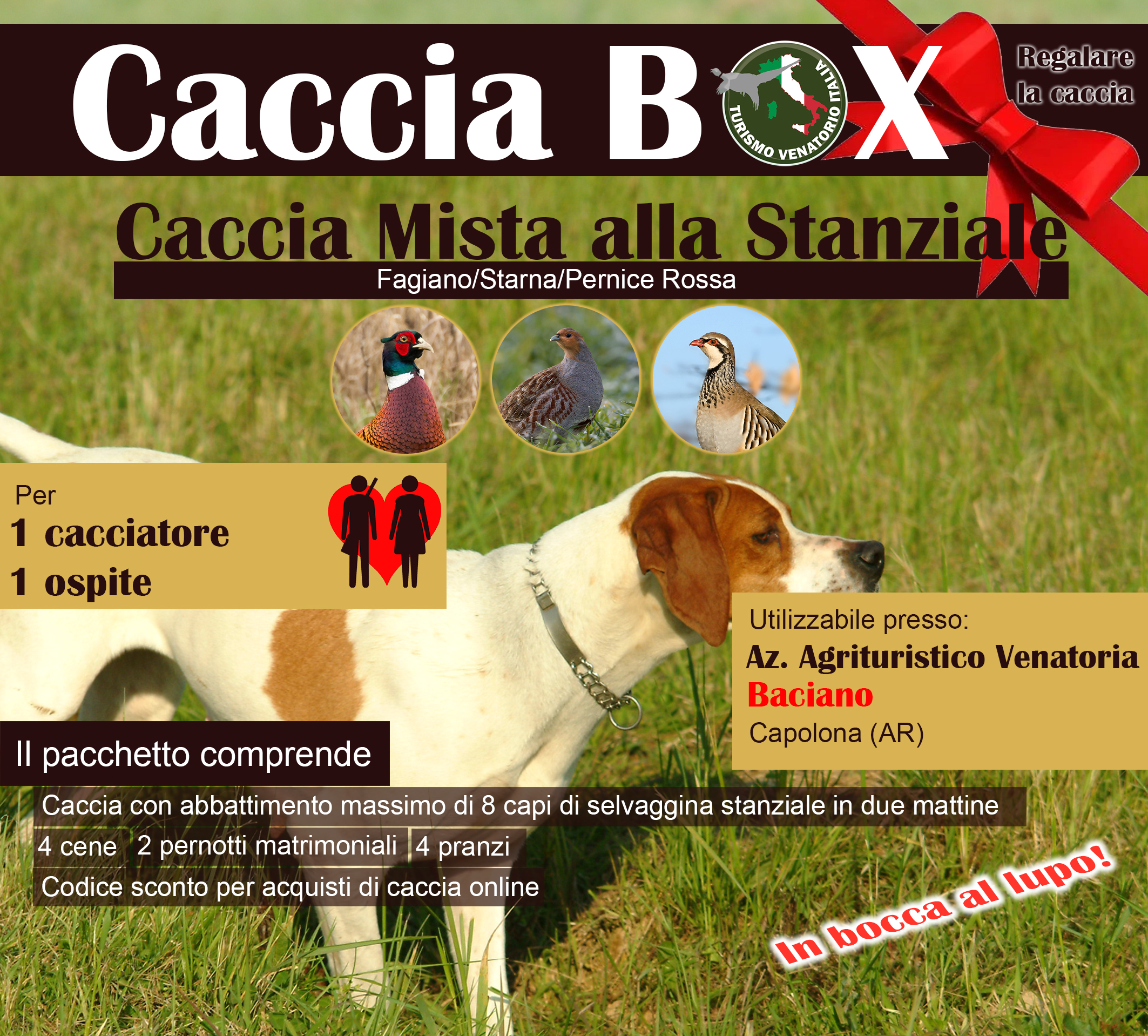 regala la caccia in Italia Baciano Toscana fagiano starna pernice rossa